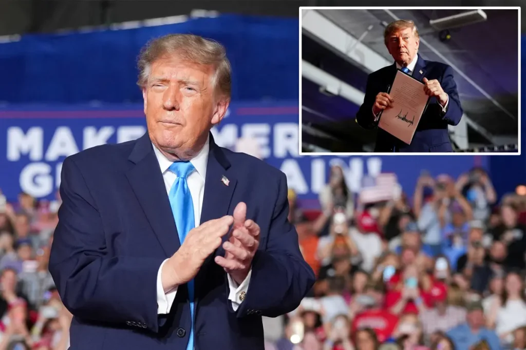 Trump issues an executive order during a rally permitting drivers to use 'tax-free red-dye diesel'