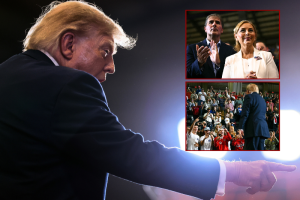 Trump speaks at a rally in Clemson University's T. Ed Garrison Arena, focused on winning for Darline Graham.