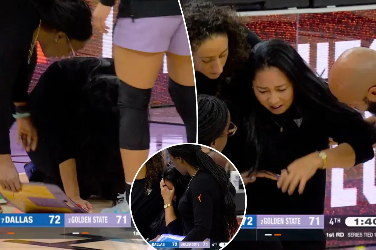 Valkyries coach Natalie Nakase faints on the court during surprising WNBA playoffs incident